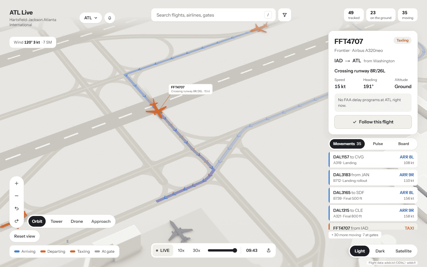 ATC: live airport traffic screenshot