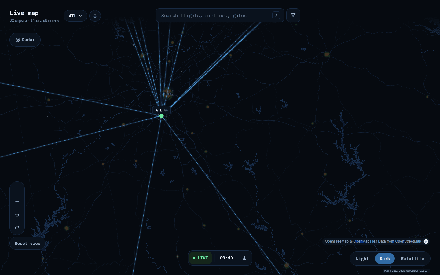 ATC: live airport traffic screenshot