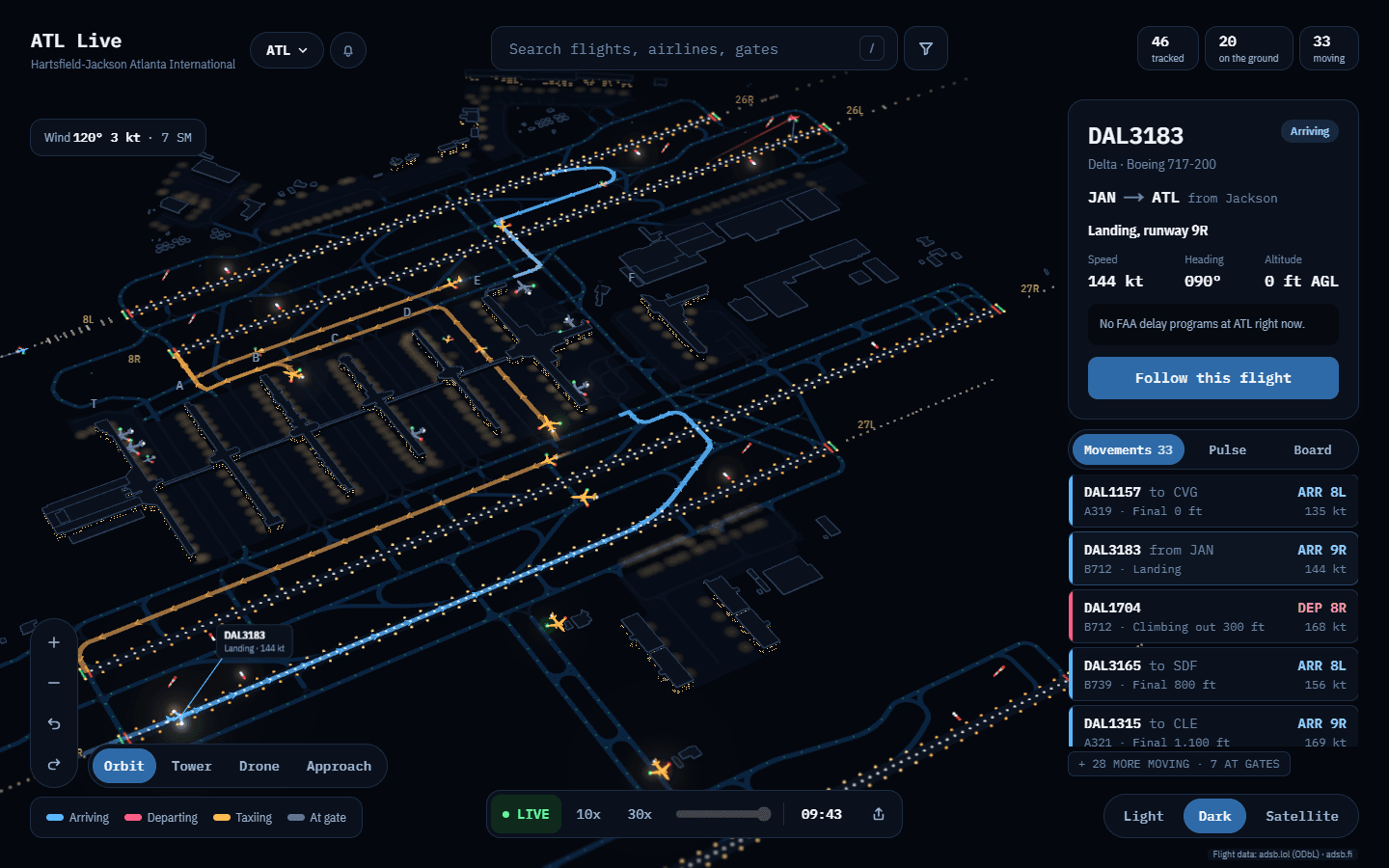 ATC: live airport traffic screenshot